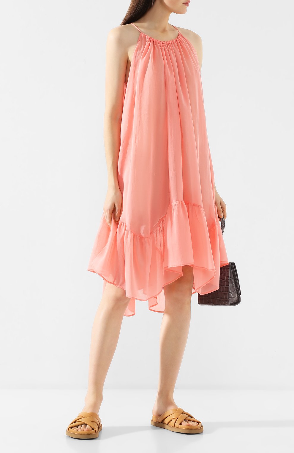 Хлопковое платье A MERE CO кораллового цвета по цене 44550 руб., арт. AMC-R20-G5-69, фото 2 Хлопковое платье A MERE CO, арт. AMC-R20-G5-69, фото 2