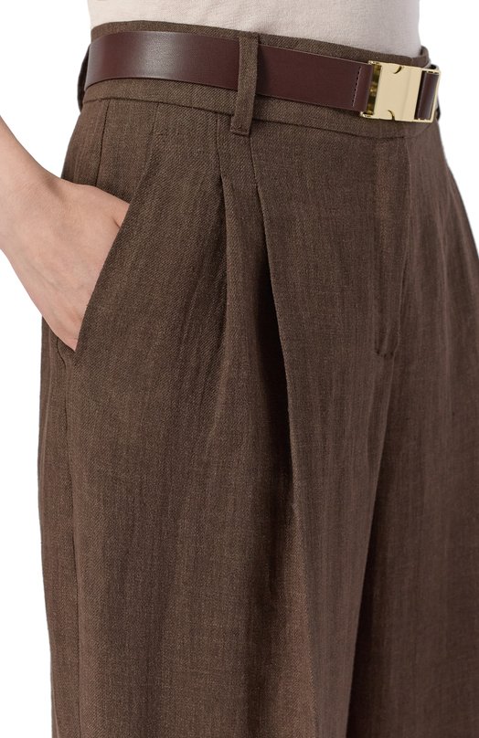 Льняные брюки Max Mara Studio SIAMESE Коричневый  SIAMESE Фото 5