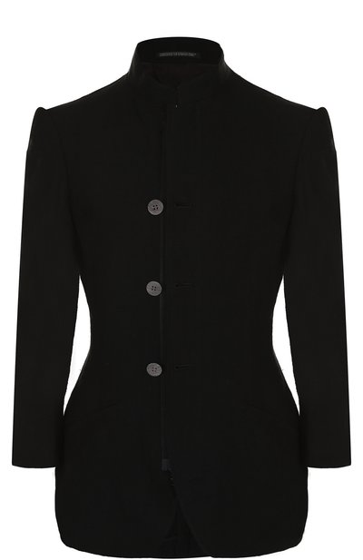 Женский однотонный льняной жакет с воротником-стойкой YOHJI YAMAMOTO, арт. FW-J14-305