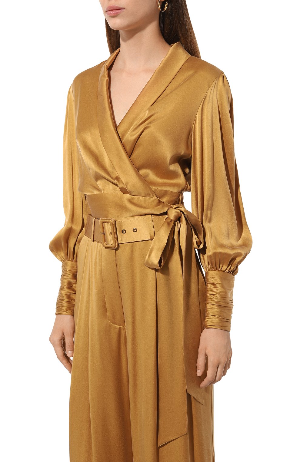 Атласная блузка ZIMMERMANN золотого цвета по цене 79950 руб., арт. 4913TRS24, фото 3 Атласная блузка ZIMMERMANN, арт. 4913TRS24, фото 3