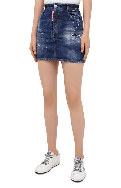 Джинсовая юбка DSQUARED2 синего цвета по цене 24550 руб., арт. S80MA0005/S30342, фото 3 Джинсовая юбка DSQUARED2, арт. S80MA0005/S30342, фото 3