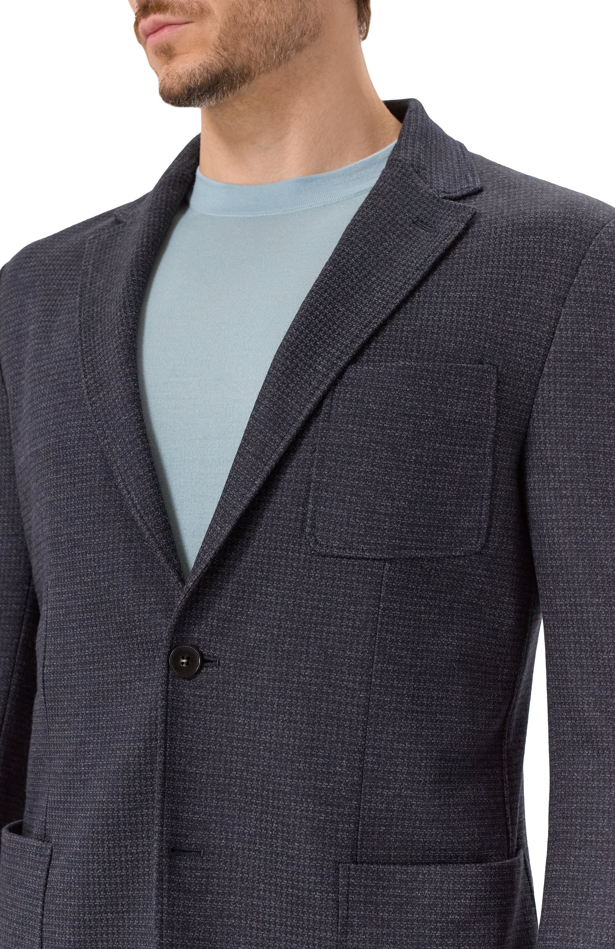 Пиджак из хлопка и шерсти CANALI темно-синего цвета по цене 113500 руб., арт. J0147/JJ02852, фото 5 Пиджак из хлопка и шерсти CANALI, арт. J0147/JJ02852, фото 5