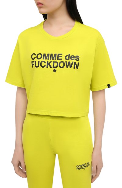 Хлопковая футболка COMME DES FUCKDOWN зеленого цвета по цене 5435 руб., арт. CDFD1342, фото 3 Хлопковая футболка COMME DES FUCKDOWN, арт. CDFD1342, фото 3