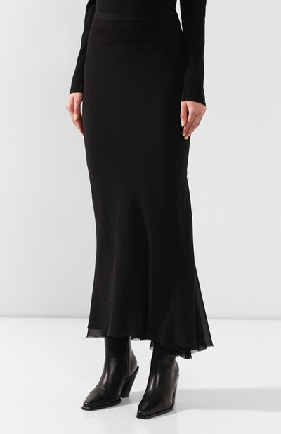 Шелковая юбка RICK OWENS черного цвета по цене 89950 руб., арт. RP20S1334/G, фото 3 Шелковая юбка RICK OWENS, арт. RP20S1334/G, фото 3