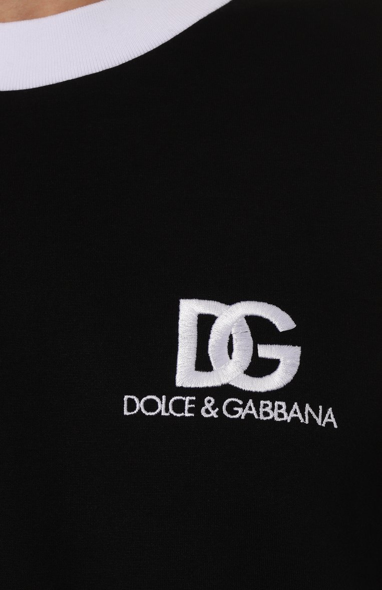 Женский хлопковый свитшот DOLCE & GABBANA черного цвета, арт. F9R51Z/GDB6G | Фото 5 (Материал внешний: Хлопок; Длина (для топов): Стандартные; Рукава: Длинные; Женское Кросс-КТ: Свитшот-одежда; Стили: Кэжуэл, Спорт-шик; Автоматизация состава: Проставлено; Автоматизация ТО: Проставлено)