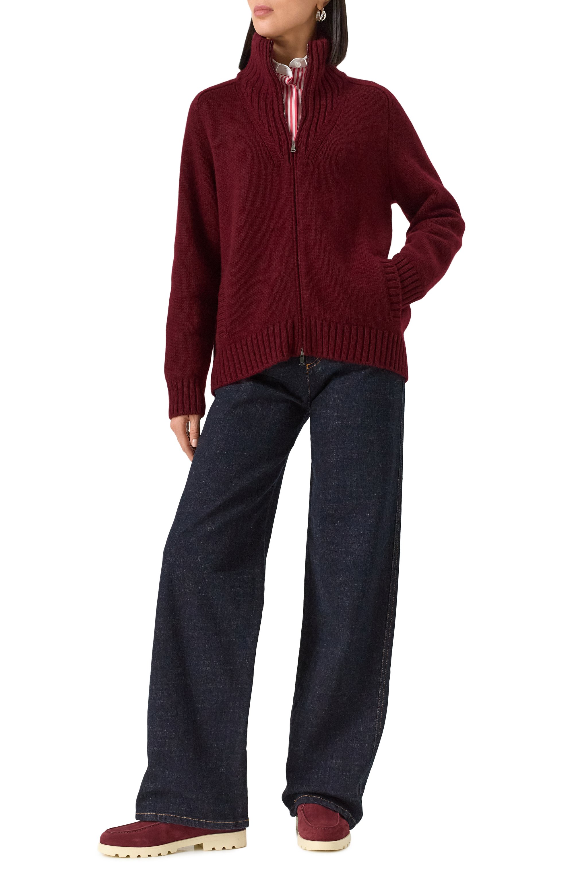 Кашемировый кардиган MVST бордового цвета по цене 251500 руб., арт. MUW127, фото 2 Кашемировый кардиган MVST, арт. MUW127, фото 2