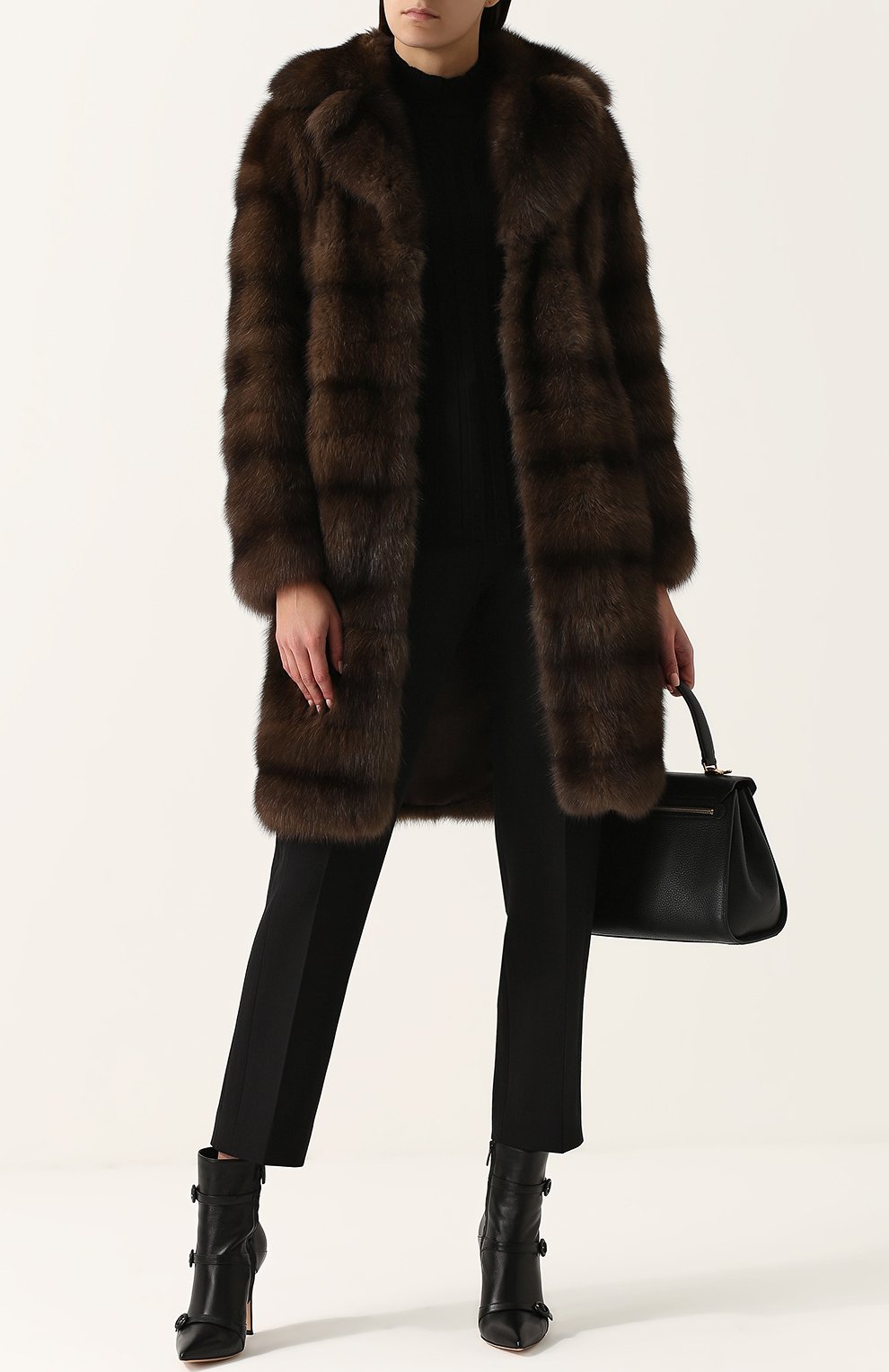 Шуба прямого кроя с отложным воротником из меха соболя VALENTINO, арт. NF3FA287/3AF, фото 2