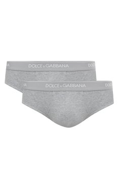 Мужские комплект из двух брифов DOLCE & GABBANA серого цвета, арт. M9C05J/0NN95 | Фото 1 (Кросс-КТ: бельё; Материал сплава: Проставлено; Нос: Не проставлено; Материал внешний: Хлопок; Мужское Кросс-КТ: Трусы)