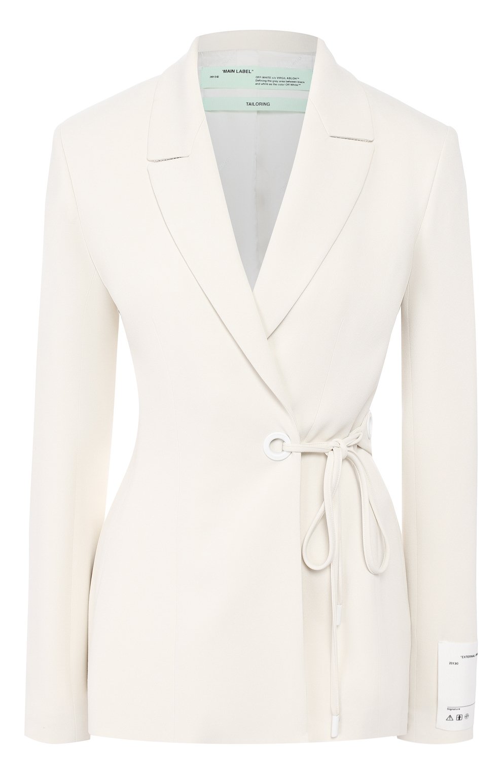 Жакет из вискозы OFF-WHITE белого цвета по цене 179500 руб., арт. 0WEF028S19D950740201, фото 1 Жакет из вискозы OFF-WHITE, арт. 0WEF028S19D950740201, фото 1