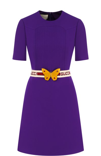 Женское приталенное мини-платье из смеси шерсти и шелка GUCCI, арт. 498582/ZHM88