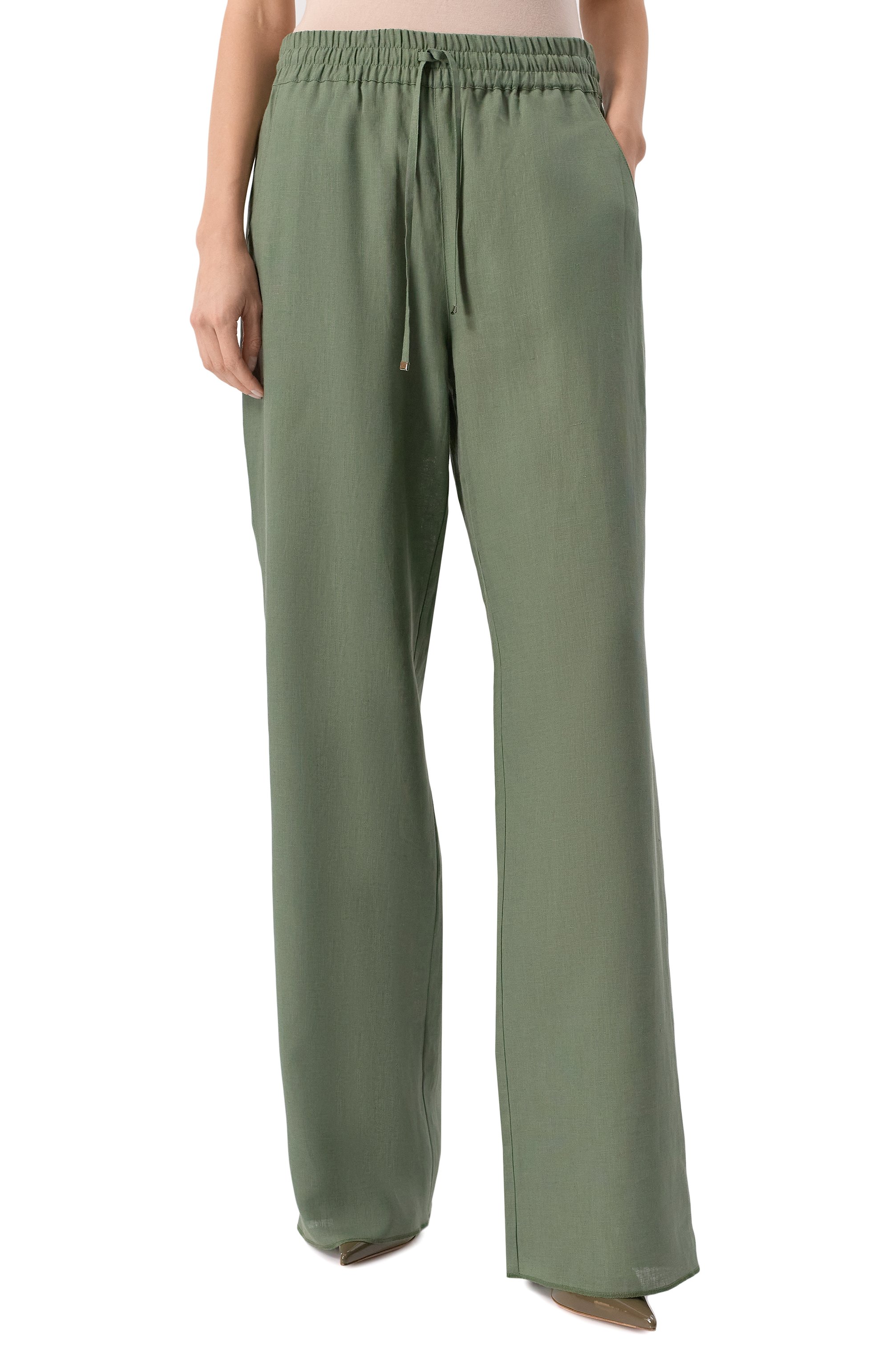 Льняные брюки MVST зеленого цвета по цене 115500 руб., арт. TXBPAN-Y557, фото 3 Льняные брюки MVST, арт. TXBPAN-Y557, фото 3