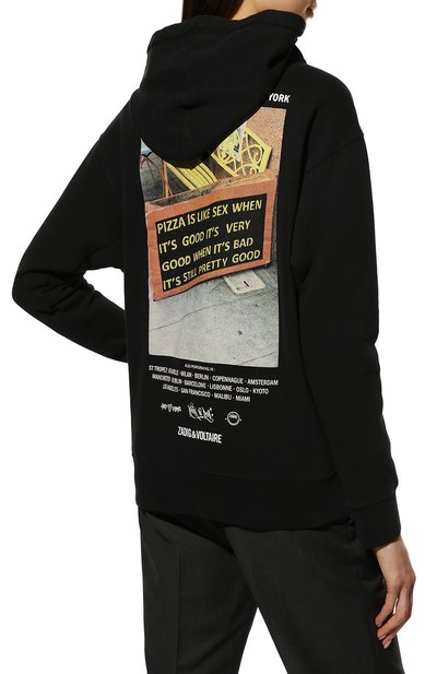 Хлопковое худи ZADIG AND VOLTAIRE черного цвета по цене 28350 руб., арт. JWSL00002, фото 4 Хлопковое худи ZADIG AND VOLTAIRE, арт. JWSL00002, фото 4