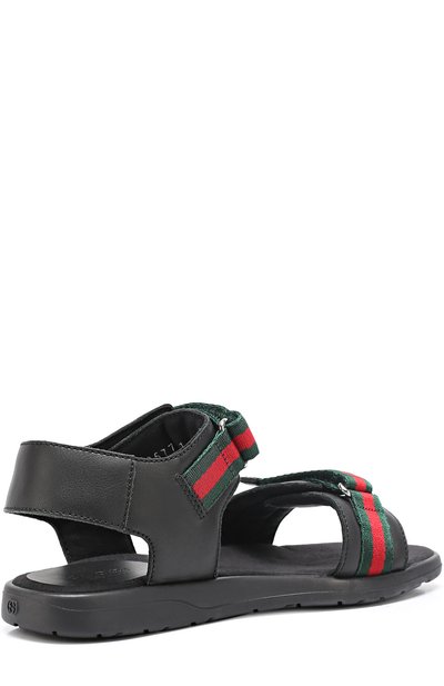 Кожаные сандалии с застежками велькро GUCCI черного цвета по цене 34450 руб., арт. 257761/BLN10, фото 3 Кожаные сандалии с застежками велькро GUCCI, арт. 257761/BLN10, фото 3