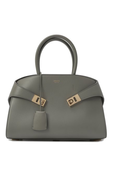 Женская сумка hug medium FERRAGAMO серого цвета, арт. 215608/775279 | Фото 1 (Материал сплава: Проставлено; Материал: Натуральная кожа; Ремень/цепочка: На ремешке; Размер: medium; Драгоценные камни: Проставлено)