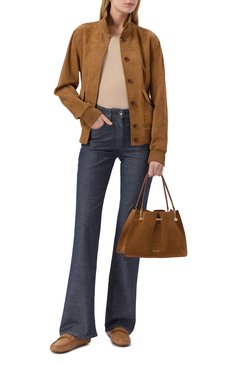 Женская сумка GIORGIO ARMANI коричневого цвета, арт. GW000836/AF14186 | Фото 7 (Размер: medium; Материал: Натуральная кожа, Натуральная замша; Автоматизация состава: Проставлено; Автоматизация ТО: Проставлено)