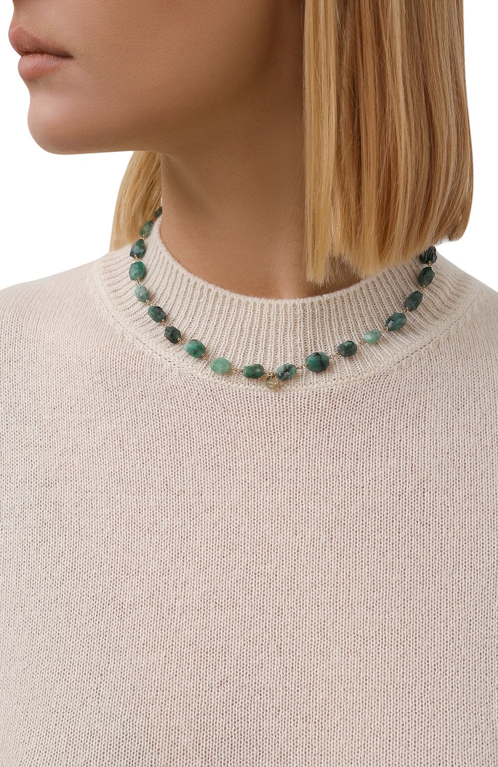 Колье HANKA_IN зеленого цвета по цене 26800 руб., арт. LEN-C0-EMER, фото 2 Колье HANKA_IN, арт. LEN-C0-EMER, фото 2