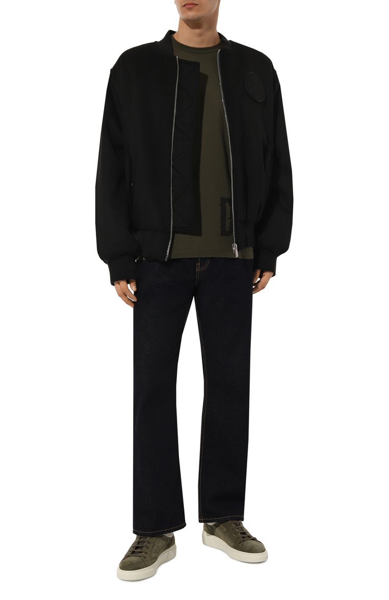 Мужская хлопковая футболка DSQUARED2 хаки цвета, арт. S74GD1261 | Фото 2 (Длина (для топов): Стандартные; Рукава: Короткие; Материал внешний: Хлопок; Стили: Милитари; Принт: С принтом; Мужское Кросс-КТ: Футболка-одежда; Кросс-КТ: Джерси)