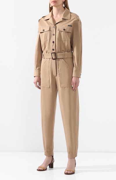 Хлопковый комбинезон DOLCE & GABBANA бежевого цвета по цене 228000 руб., арт. F6J1QT/FUFJ9, фото 3 Хлопковый комбинезон DOLCE & GABBANA, арт. F6J1QT/FUFJ9, фото 3