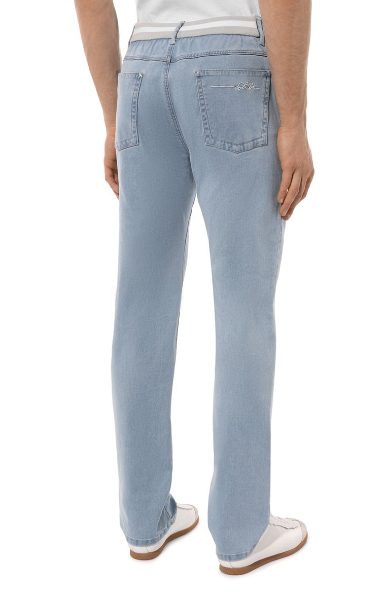 Мужские джинсы regular fit ZILLI голубого цвета, арт. CP701BM0441VZP000 | Фото 4 (Длина (брюки, джинсы): Стандартные; Материал внешний: Хлопок, Деним; Силуэт М (брюки): Прямые; Кросс-КТ: Деним; Стили: Повседневный; Автоматизация ТО: Проставлено; Автоматизация состава: Проставлено; Детали: Без декора)