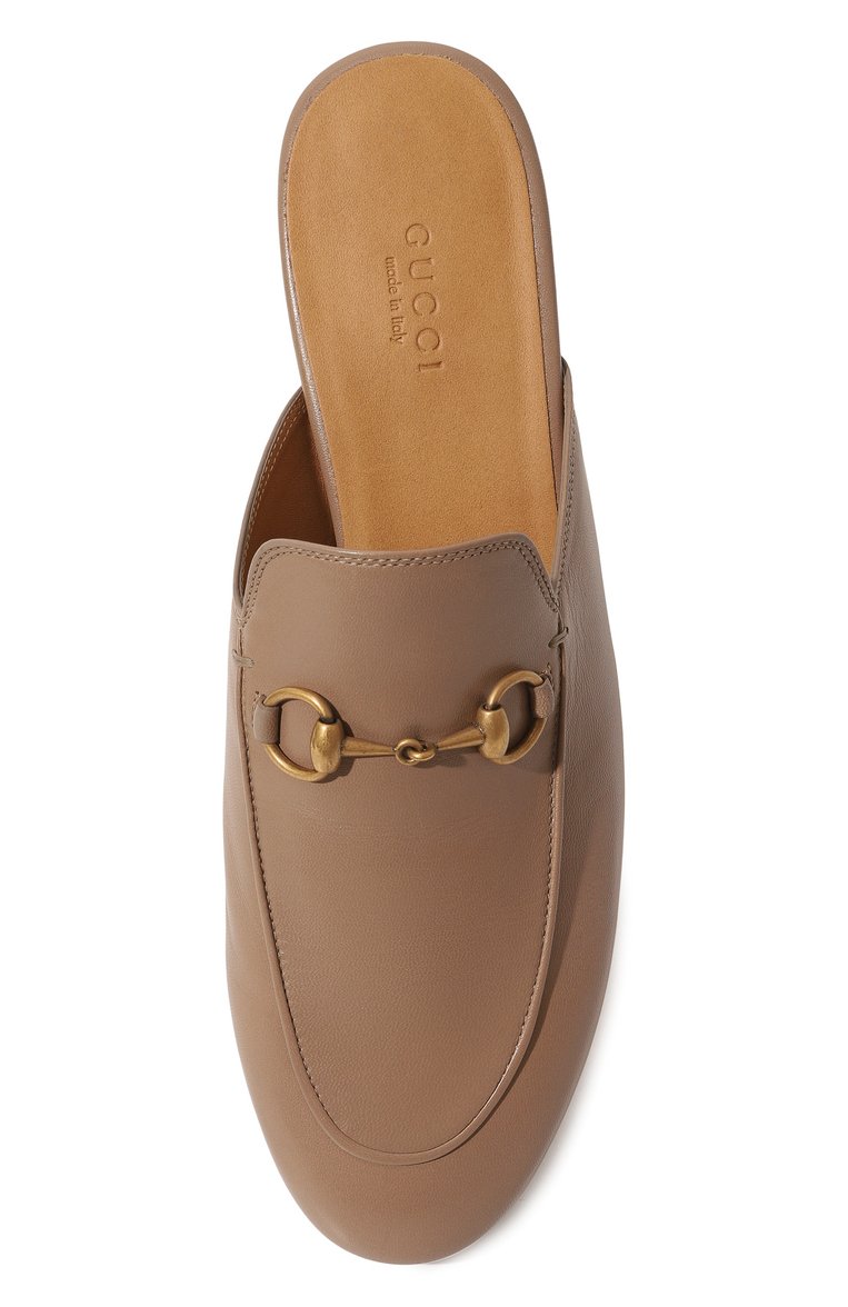 Женские кожаные сабо princetown GUCCI бежевого цвета, арт. 423513 C9D00 | Фото 6 (Каблук высота: Низкий; Подошва: Плоская; Материал внутренний: Натуральная кожа; Каблук тип: Устойчивый; Материал внешний: Натуральная кожа)