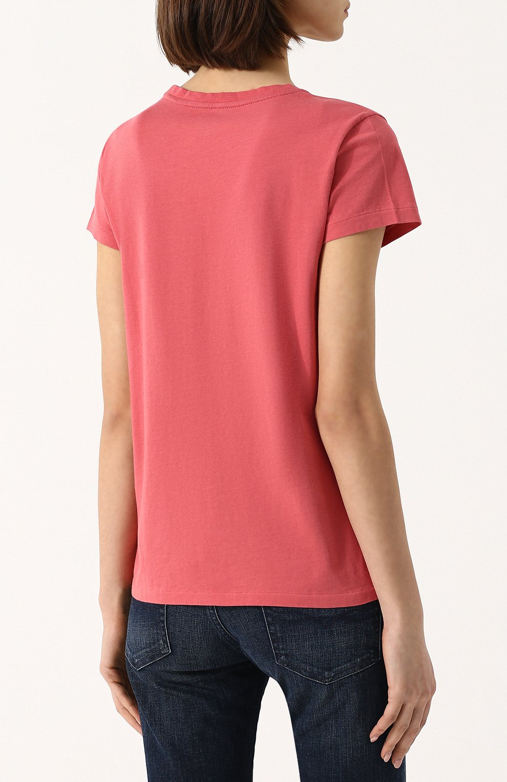 Однотонная хлопковая футболка с круглым вырезом POLO RALPH LAUREN, арт. 211663089, фото 4
