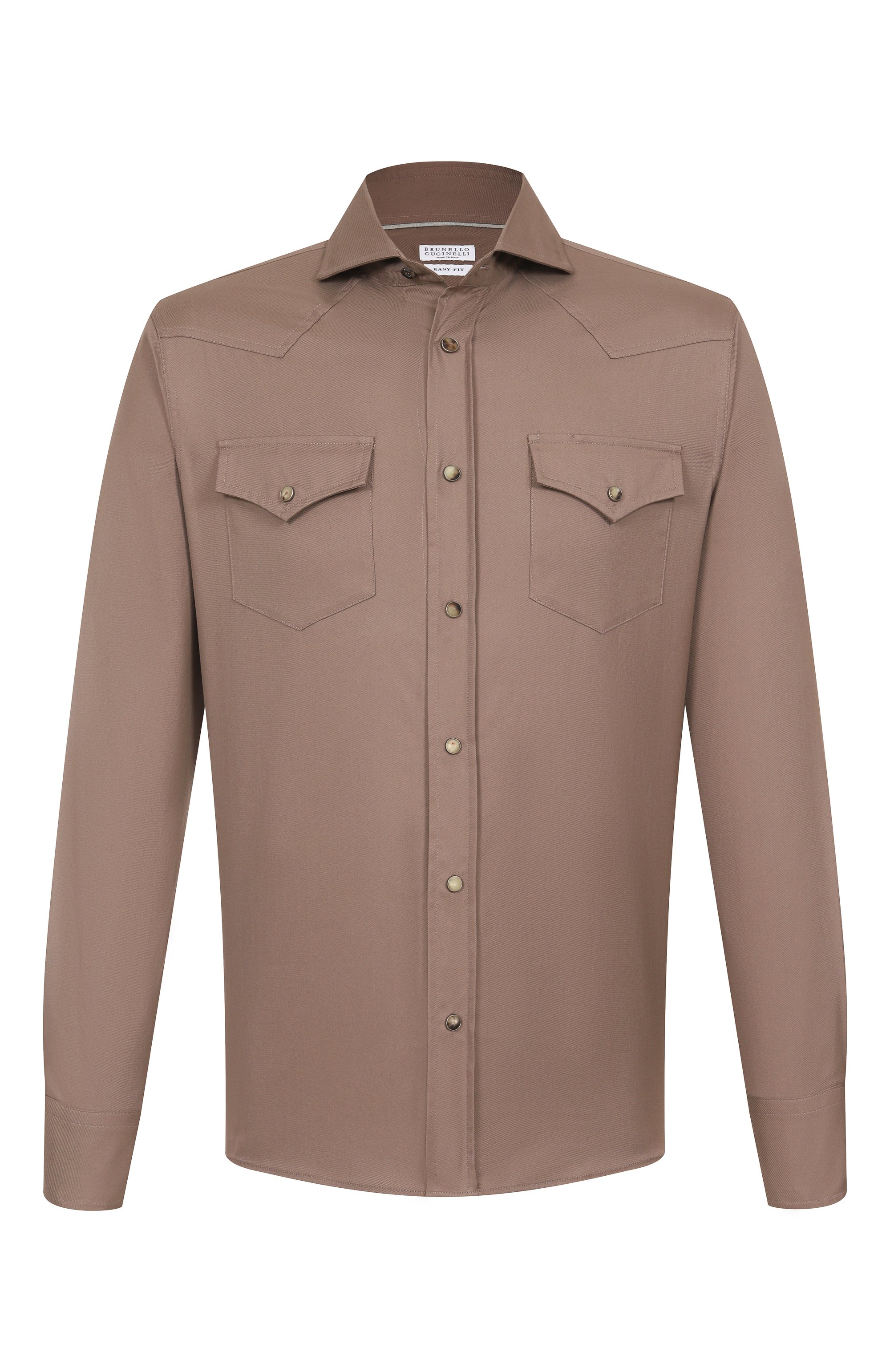 Хлопковая рубашка BRUNELLO CUCINELLI коричневого цвета по цене 123000 руб., арт. MW6044008, фото 1 Хлопковая рубашка BRUNELLO CUCINELLI, арт. MW6044008, фото 1