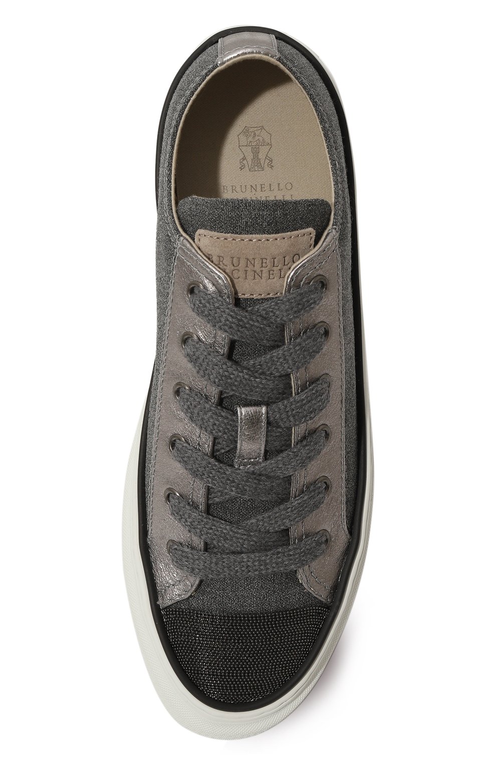 Текстильные кеды BRUNELLO CUCINELLI серого цвета по цене 87450 руб., арт. MZ25GBP424, фото 6 Текстильные кеды BRUNELLO CUCINELLI, арт. MZ25GBP424, фото 6