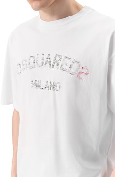 Мужская хлопковая футболка DSQUARED2 белого цвета, арт. S74GD1399/D20020 | Фото 5 (Рукава: 3/4; Длина (для топов): Стандартные; Драгоценные камни: Проставлено; Материал сплава: Проставлено; Стили: Кэжуэл; Принт: С принтом; Материал внешний: Хлопок; Мужское Кросс-КТ: Футболка-одежда; Кросс-КТ: Джерси)