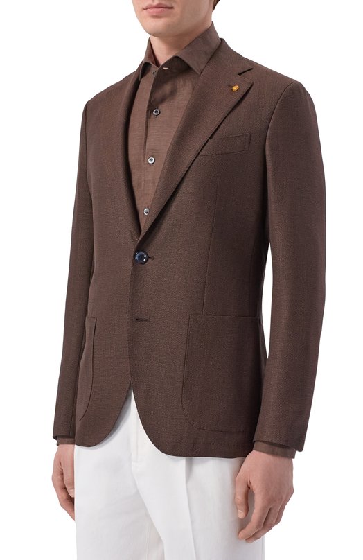 Шерстяной пиджак Sartoria Latorre EF74/PU0181 Коричневый  EF74/PU0181 Фото 3