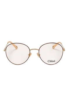 Женские оправа CHLOÉ коричневого цвета, арт. CH0021 012 | Фото 3 (Тип очков: Оправа; Материал: Металл; Нос: Не проставлено; Региональные ограничения белый список (Axapta Mercury): Не проставлено; Оптика Гендер: оптика-женское; Очки форма: Круглые)