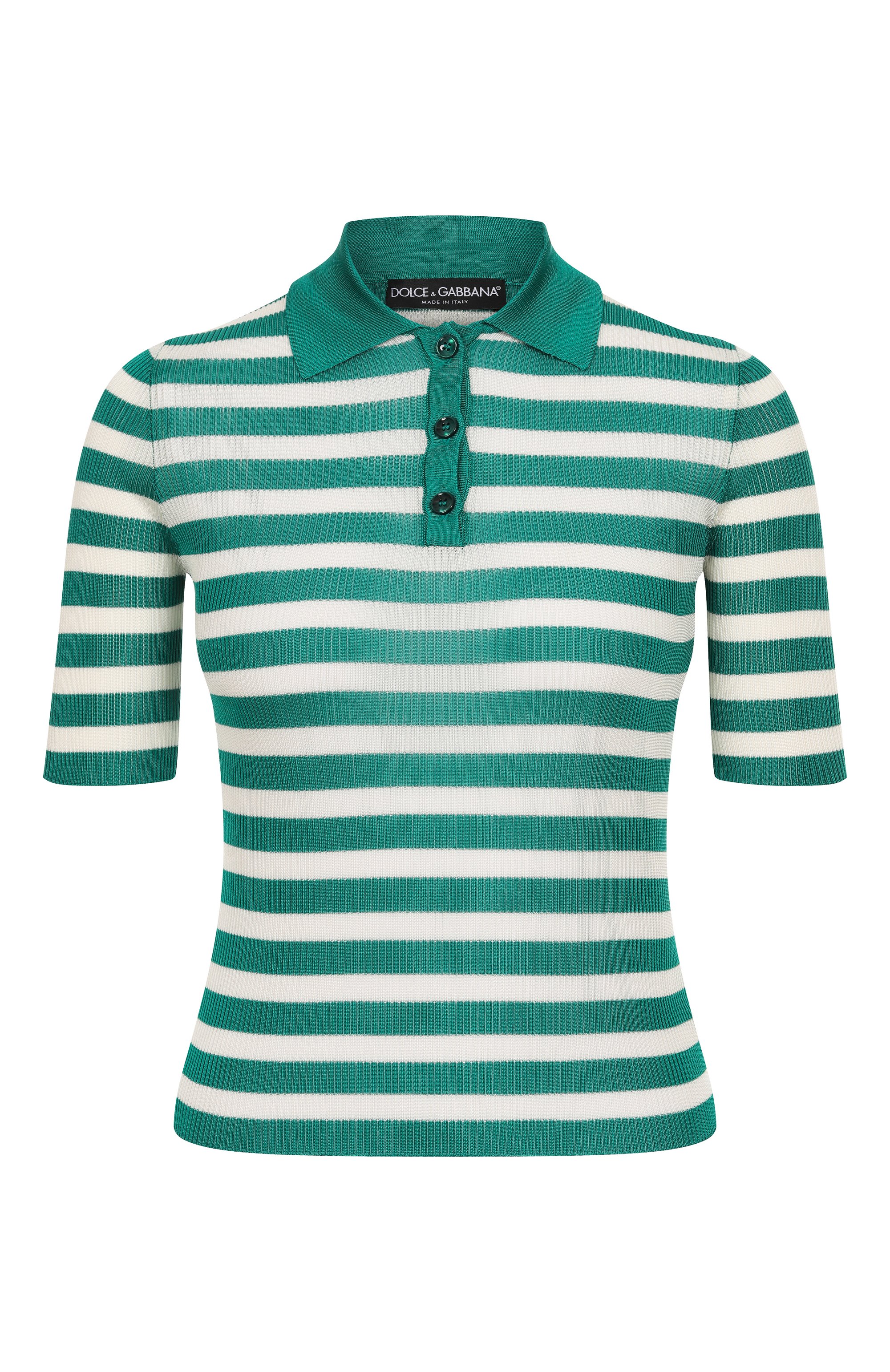 Поло из вискозы DOLCE & GABBANA зеленого цвета по цене 178000 руб., арт. FXZ38Z/JAIRR, фото 1 Поло из вискозы DOLCE & GABBANA, арт. FXZ38Z/JAIRR, фото 1