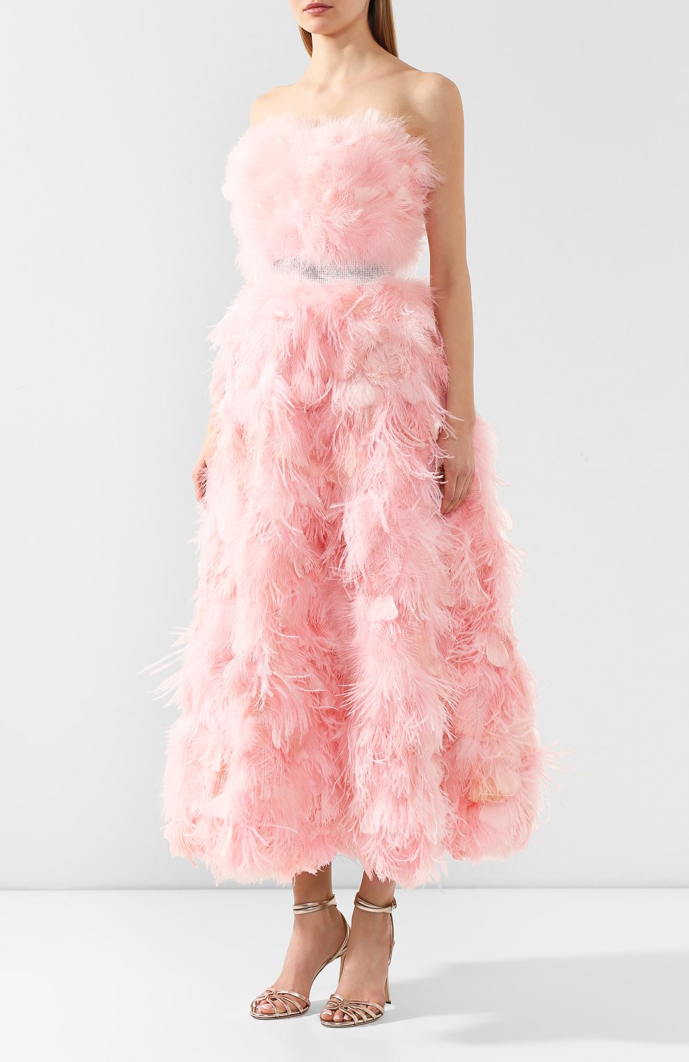 Платье с перьями DOLCE & GABBANA светло-розового цвета по цене 1495000 руб., арт. F6G7VZ/GD83W, фото 3 Платье с перьями DOLCE & GABBANA, арт. F6G7VZ/GD83W, фото 3