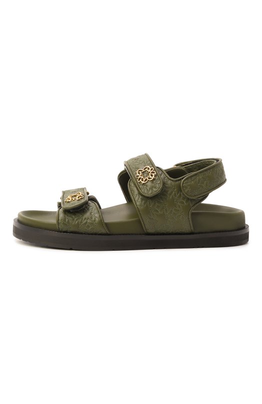 Кожаные сандалии Elie Saab B0005S25/NL005/PALM SHADE Хаки  B0005S25/NL005/PALM SHADE Фото 4