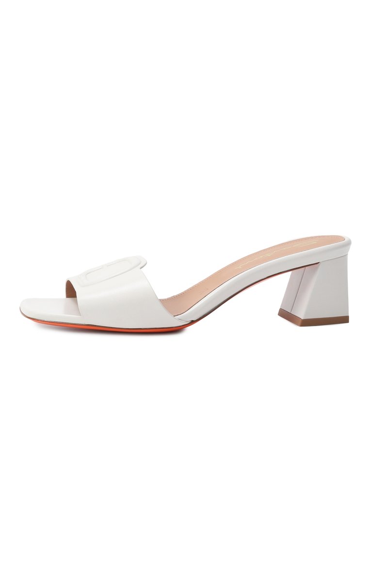 Женские кожаные мюли SANTONI белого цвета, арт. WHNG71467HA2NKED | Фото 4 (Каблук высота: Низкий; Материал внешний: Натуральная кожа; Подошва: Плоская; Материал внутренний: Натуральная кожа; Каблук тип: Устойчивый)