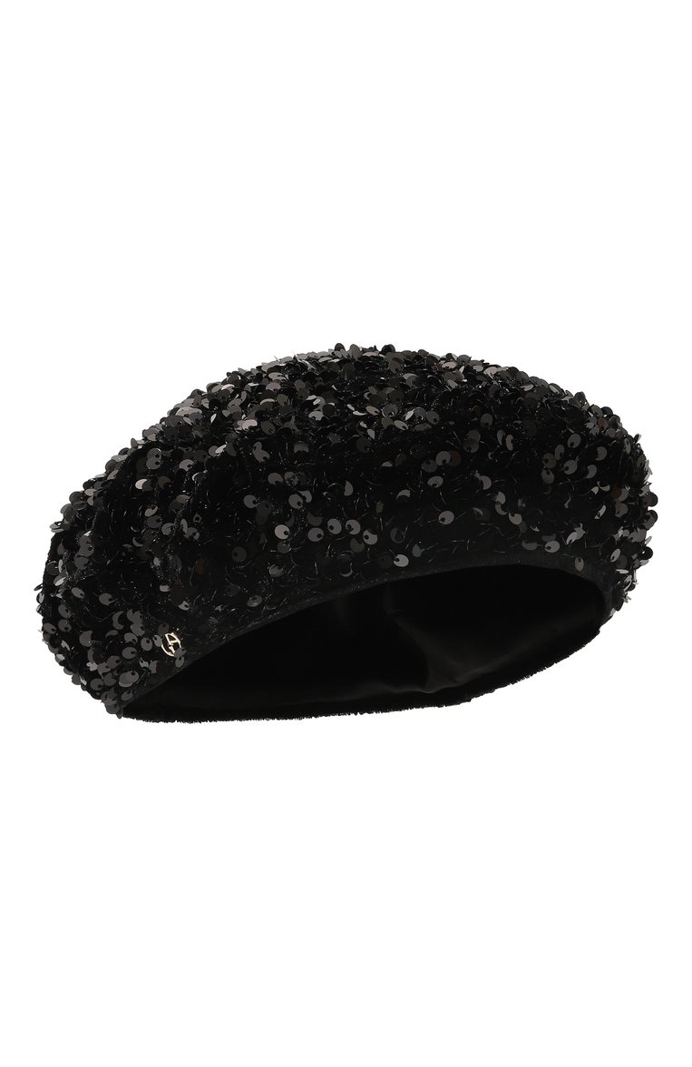 Женский берет с пайетками GIORGIO ARMANI черного цвета, арт. 797123/4R501 | Фото 1 (Нос: Не проставлено; Материал: Текстиль, Синтетический материал)
