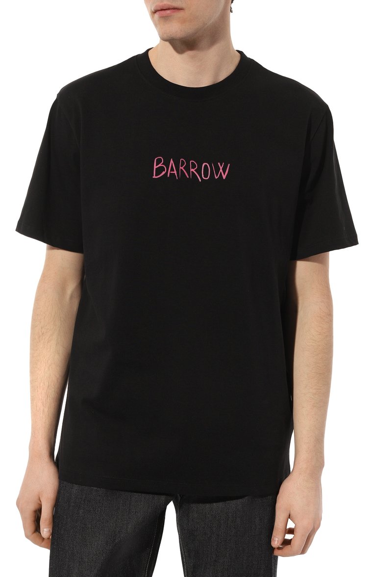 Мужская хлопковая футболка BARROW черного цвета, арт. S4BWMATH146 | Фото 3 (Длина (для топов): Стандартные; Материал внешний: Хлопок; Рукава: Короткие; Стили: Кэжуэл; Принт: С принтом; Кросс-КТ: Джерси; Мужское Кросс-КТ: Футболка-одежда)