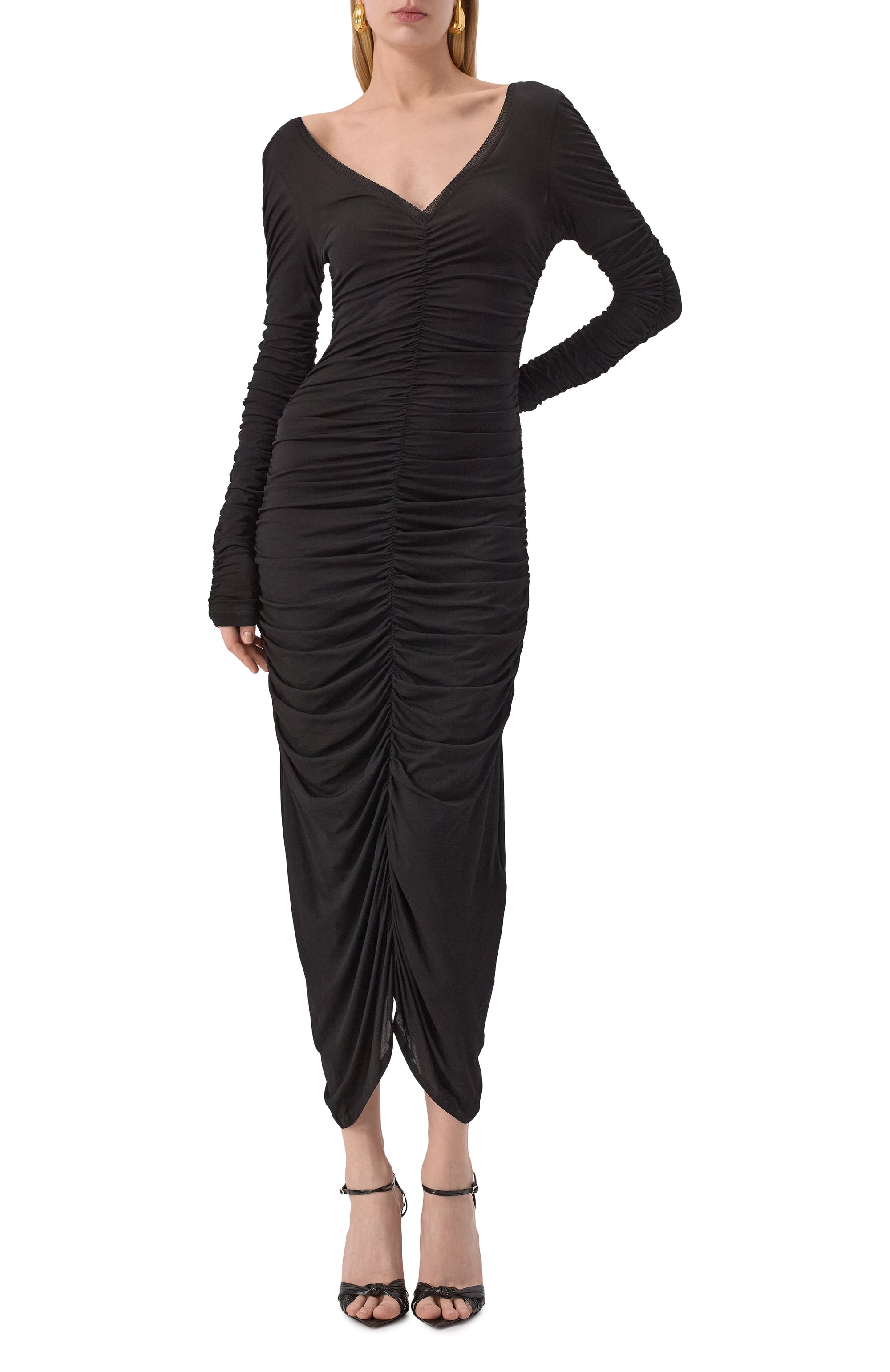 Платье из вискозы ISABEL BENENATO черного цвета по цене 76100 руб., арт. DJ32S25, фото 2 Платье из вискозы ISABEL BENENATO, арт. DJ32S25, фото 2