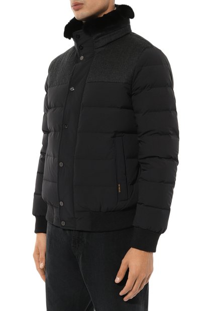 Пуховый бомбер с воротником из кролика HETREGO темно-серого цвета по цене 79150 руб., арт. 8N512R/B0RIS, фото 3 Пуховый бомбер с воротником из кролика HETREGO, арт. 8N512R/B0RIS, фото 3