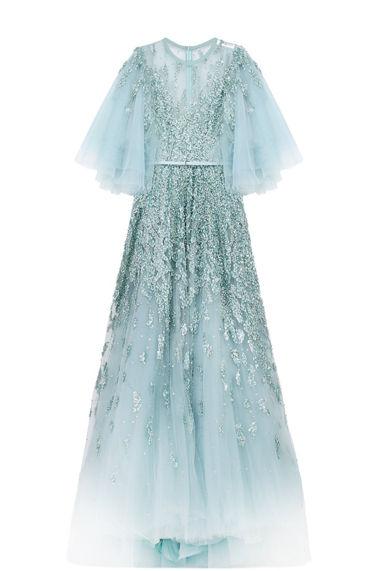 Многослойное платье с подолом и декоративной отделкой пайетками ELIE SAAB, арт. 8459, фото 1
