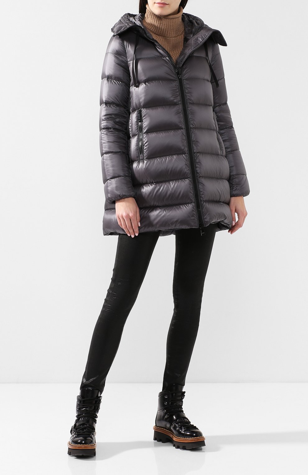 Стеганый пуховик moncler suyen с капюшоном MONCLER серого цвета по цене 145500 руб., арт. D2-093-49319-49-53052, фото 2 Стеганый пуховик moncler suyen с капюшоном MONCLER, арт. D2-093-49319-49-53052, фото 2