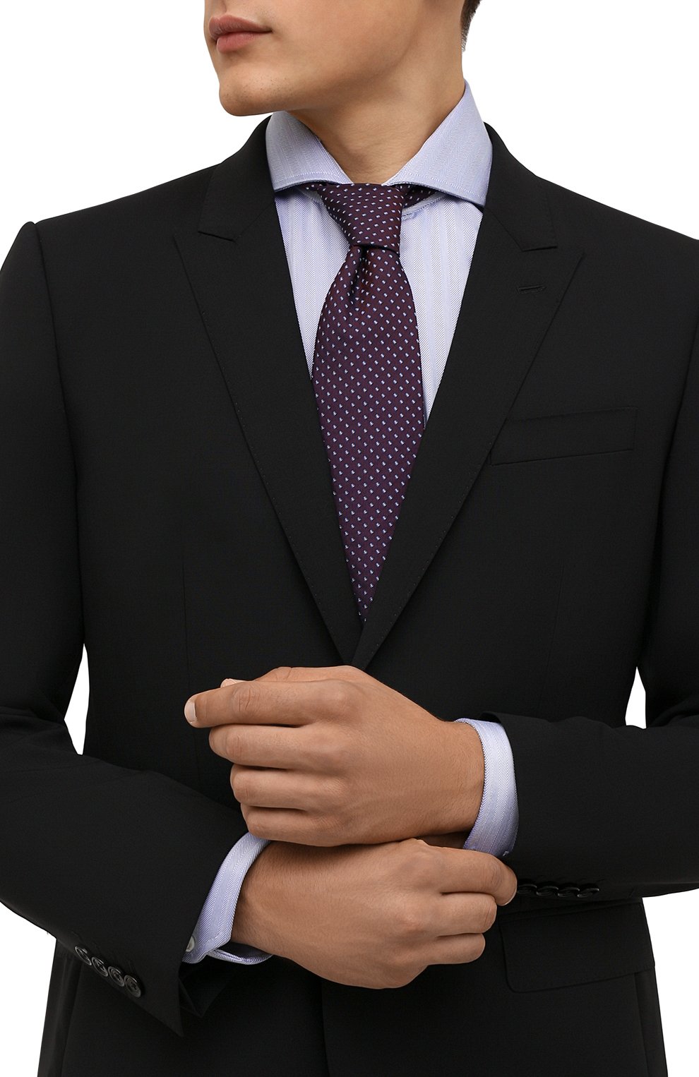 Шелковый галстук CORNELIANI бордового цвета по цене 11750 руб., арт. 88U302-1820313/00, фото 2 Шелковый галстук CORNELIANI, арт. 88U302-1820313/00, фото 2