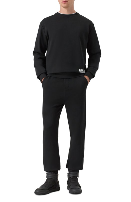 Хлопковый свитшот Balmain FH1JS001/BD04 Чёрный  FH1JS001/BD04 Фото 2