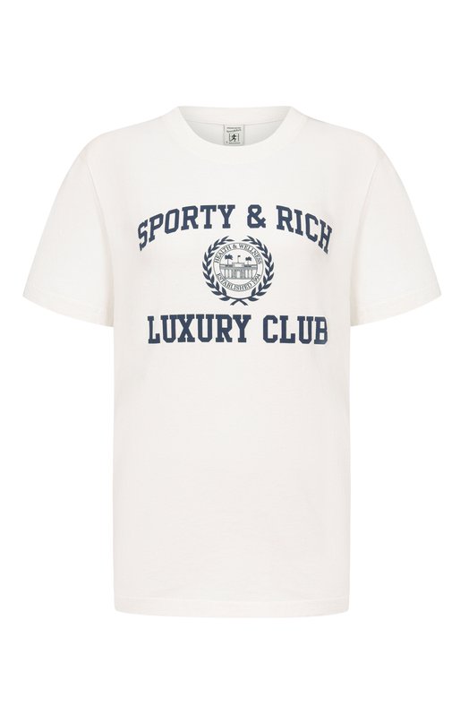 Хлопковая футболка Luxury Club Sporty and Rich T01087842WH01/S&R LUXURY CLUB T-SHIRT Белый T01087842WH01/S&R LUXURY CLUB T-SHIRT