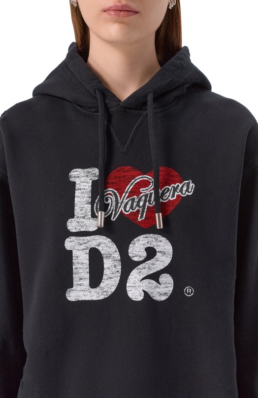 Хлопковое худи Dsquared2 S72GU0504/S25516 Чёрный  S72GU0504/S25516 Фото 5