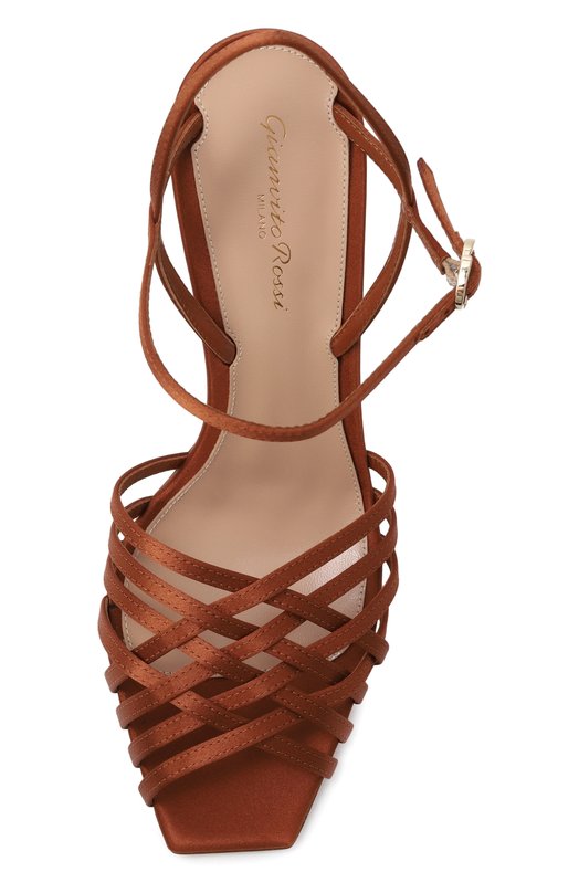 Текстильные босоножки Kerry 95 Gianvito Rossi G32629.95RIC.CRESED0 Коричневый  G32629.95RIC.CRESED0 Фото 6