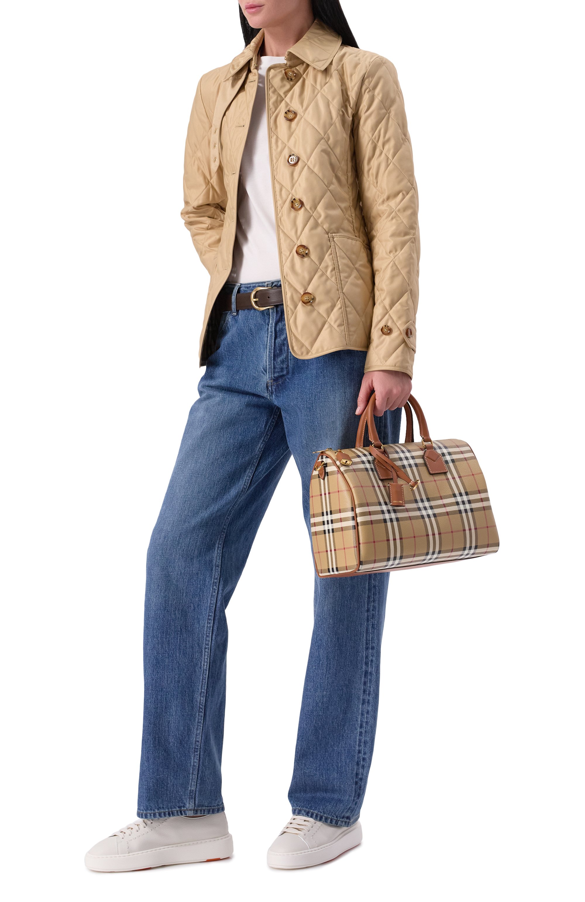 Женская бежевая сумка bowling medium BURBERRY купить в интернет