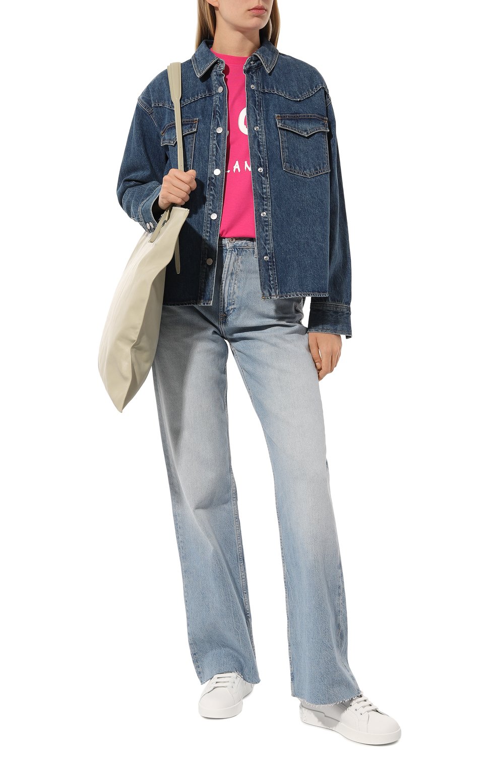 Хлопковая футболка MSGM фуксия цвета по цене 11650 руб., арт. 3641MDM510/247002, фото 2 Хлопковая футболка MSGM, арт. 3641MDM510/247002, фото 2