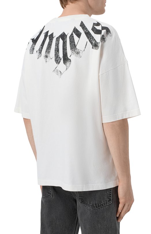 Хлопковая футболка Palm Angels PMAA10DS26JER002 Белый  PMAA10DS26JER002 Фото 4