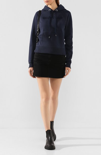 Хлопковое худи HELMUT LANG темно-синего цвета по цене 37750 руб., арт. J07DW503, фото 2 Хлопковое худи HELMUT LANG, арт. J07DW503, фото 2