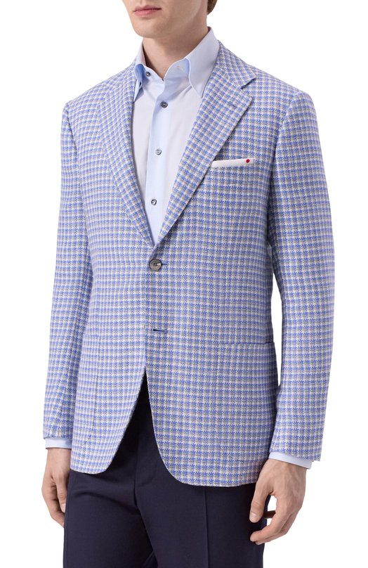 Пиджак из кашемира и шерсти Kiton UG81K0610E52 Голубой  UG81K0610E52 Фото 4